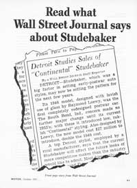 Studebaker 1953 wall street journal ad